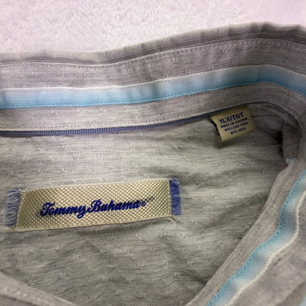 VTG Tommy Bahama‎ Cotton & Silk Long Sleeve Stripe ButtonUp Mens 2XLT Tall